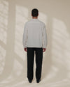 White Relaxed-Fit Mens Stripe Jacquard Shirt |  789A0050