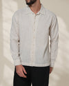 White Relaxed-Fit Mens Stripe Jacquard Shirt |  789A0050