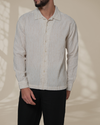 White Relaxed-Fit Mens Stripe Jacquard Shirt |  789A0050