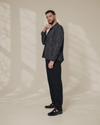 Black Relaxed-Fit Mens Stripe Jacquard Shirt |  789A0051