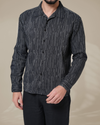 Black Relaxed-Fit Mens Stripe Jacquard Shirt |  789A0051