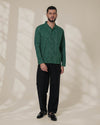 Green Relaxed-Fit Mens Stripe Jacquard Shirt | 789A0047