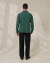 Green Relaxed-Fit Mens Stripe Jacquard Shirt | 789A0047