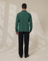 Green Relaxed-Fit Mens Stripe Jacquard Shirt | 789A0047