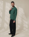 Green Relaxed-Fit Mens Stripe Jacquard Shirt | 789A0047
