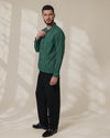 Green Relaxed-Fit Mens Stripe Jacquard Shirt | 789A0047
