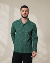 Green Relaxed-Fit Mens Stripe Jacquard Shirt | 789A0047