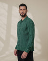 Green Relaxed-Fit Mens Stripe Jacquard Shirt | 789A0047