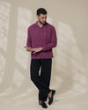 Purple Relaxed-Fit Mens Stripe Jacquard Shirt | 789A0049