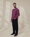 Purple Relaxed-Fit Mens Stripe Jacquard Shirt | 789A0049