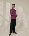 Purple Relaxed-Fit Mens Stripe Jacquard Shirt | 789A0049