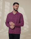 Purple Relaxed-Fit Mens Stripe Jacquard Shirt | 789A0049