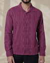 Purple Relaxed-Fit Mens Stripe Jacquard Shirt | 789A0049