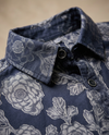 Black Relaxed-Fit Mens Flower Jacquard Shirt | 789A0066