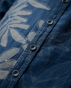 Blue Relaxed-Fit Mens Leaf Jacquard Shirt | 789A0058
