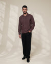 Brown Relaxed-Fit Mens Stripe Jacquard Shirt | 789A0048