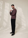 Brown Relaxed-Fit Mens Stripe Jacquard Shirt | 789A0048
