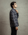 Black Relaxed-Fit Mens Flower Jacquard Shirt | 789A0066