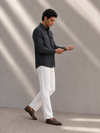 Black Slim-Fit Mens Cotton Stripe Shirt