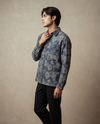 Black Relaxed-Fit Mens Flower Jacquard Shirt | 789A0066