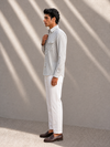White Slim-Fit Mens Cotton Stripe Shirt