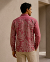 Pink Relaxed-Fit Mens Leaf Jacquard Shirt | 789A0059