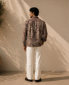 Brown Relaxed-Fit Mens Leaf Jacquard Shirt | 789A0060