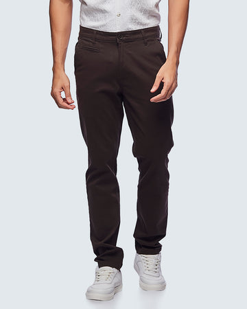 Structured Cocoa Cotton Lycra Trousers