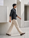 7ate9 Men Pure Linen Black Relaxed FIt Shirt | 789A0005