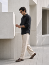 7ate9 Men Pure Linen Black Relaxed FIt Shirt | 789A0005