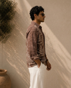 Brown Relaxed-Fit Mens Leaf Jacquard Shirt | 789A0060